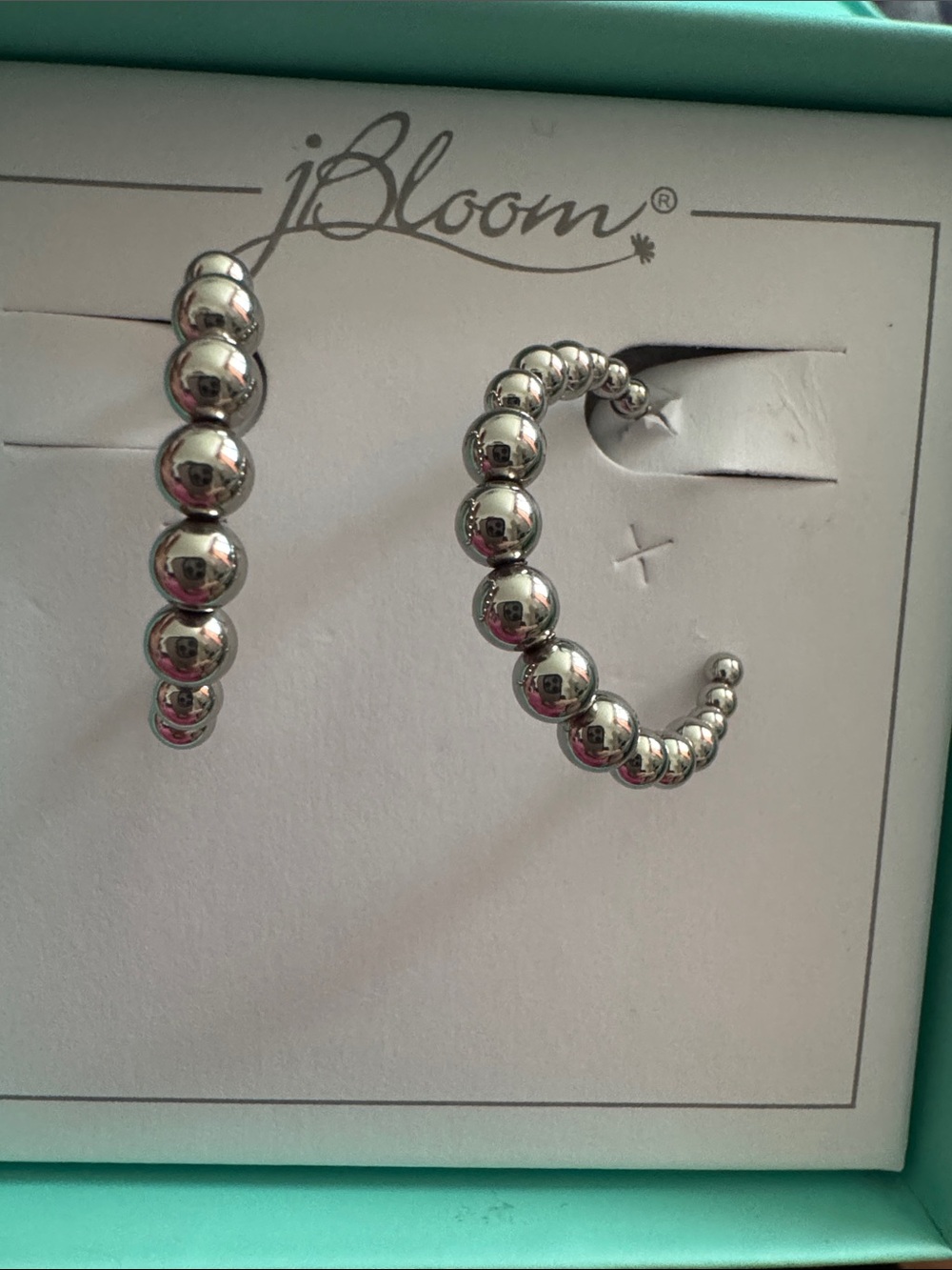 bloom Polished Silver Ball Bead Hoop Earrings Women’s jewelry